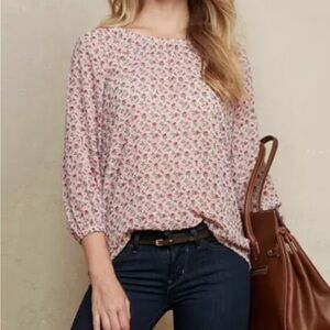 Matilda Jane Chelsea Floral Top Back Tie Semi Sheer 3/4 Sleeve Top Medium
